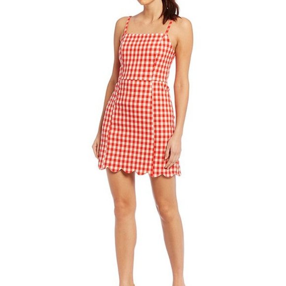 English Factory Dresses & Skirts - FINAL PRICE Scallop Hem Gingham Pinafore Dress